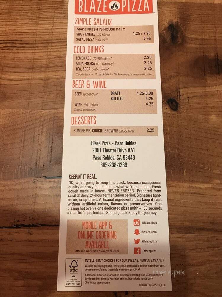Blaze Fast-Fire'd Pizza - Paso Robles, CA menu_pic