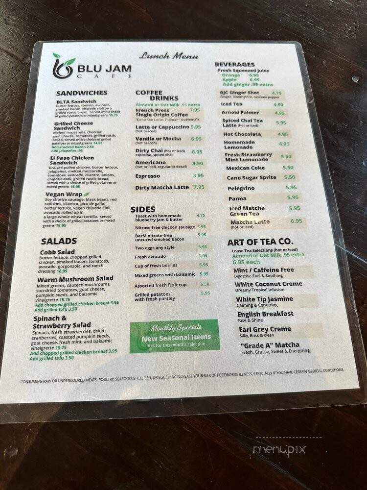 Blu Jam Cafe - Los Angeles, CA menu_pic