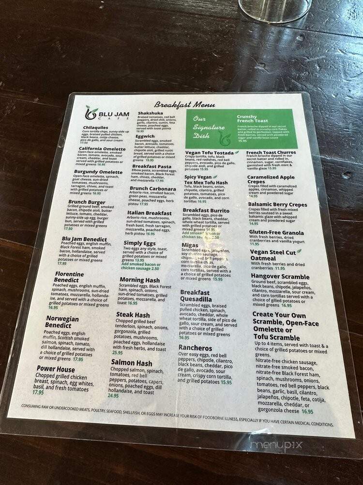 Blu Jam Cafe - Los Angeles, CA menu_pic