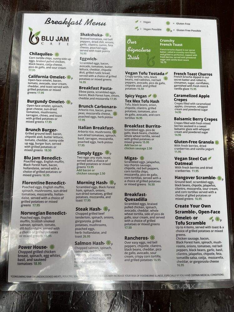 Blu Jam Cafe - Los Angeles, CA menu_pic