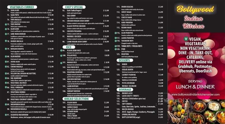 Bollywood Indian Kitchen - Simi Valley, CA menu_pic