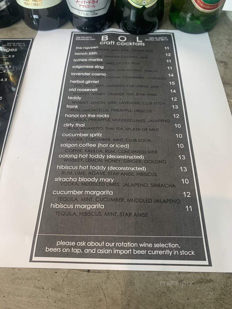Bol Test Kitchen & Bar - Seattle, WA menu_pic