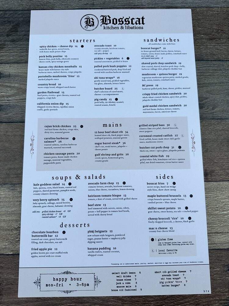 Bosscat Kitchen & Libations - Houston, TX menu_pic