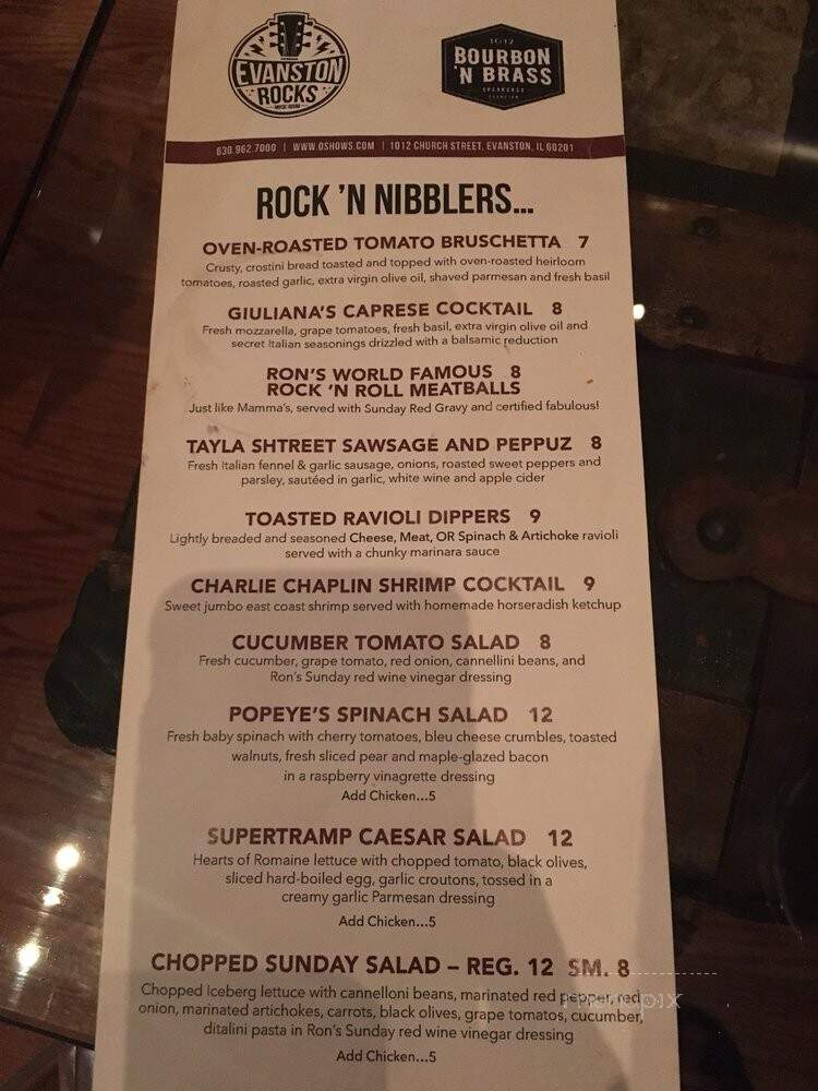 Bourbon 'N Brass - Evanston, IL menu_pic