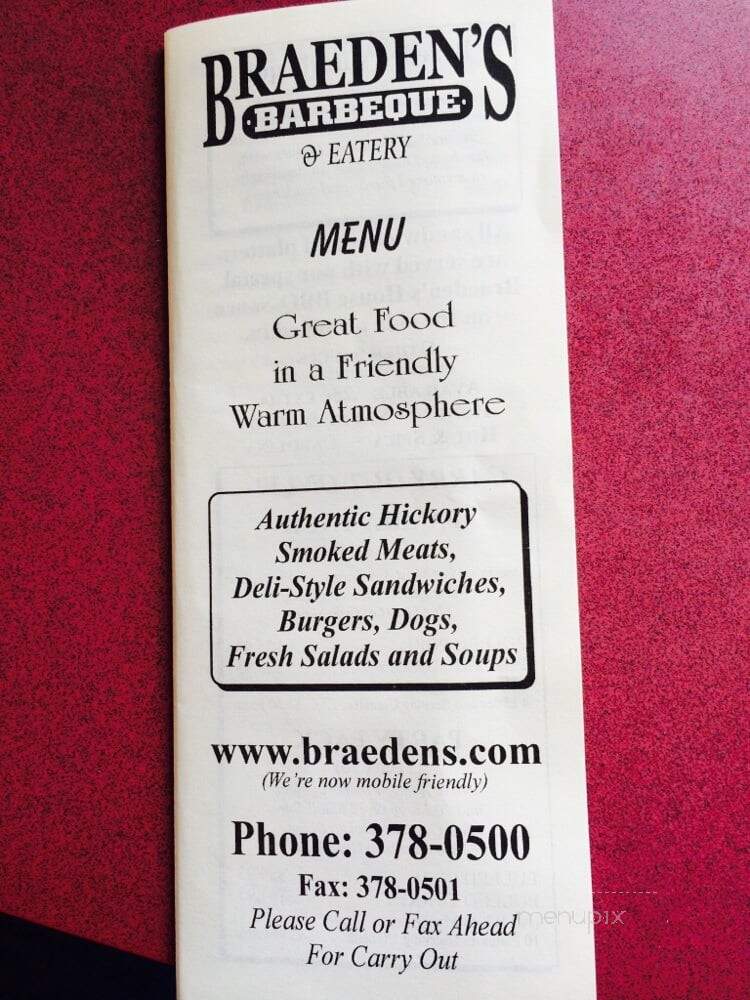 Braeden's BBQ & Catering - Kingsport, TN menu_pic