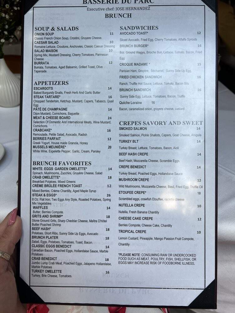 Brasserie du Parc - Houston, TX menu_pic