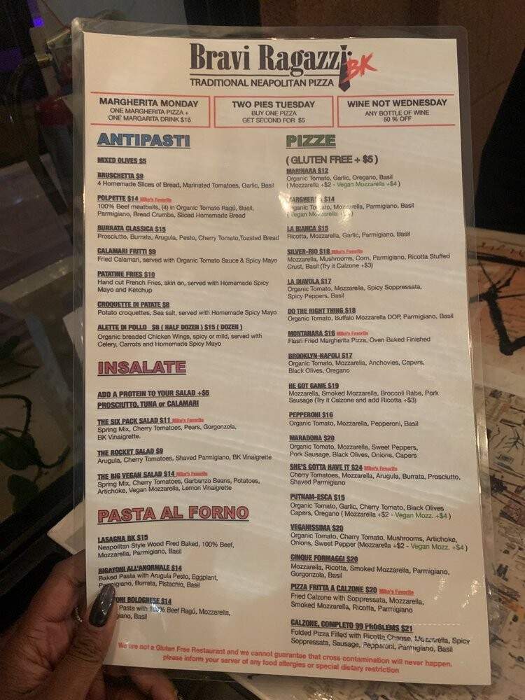Bravi Ragazzi - Brooklyn, NY menu_pic