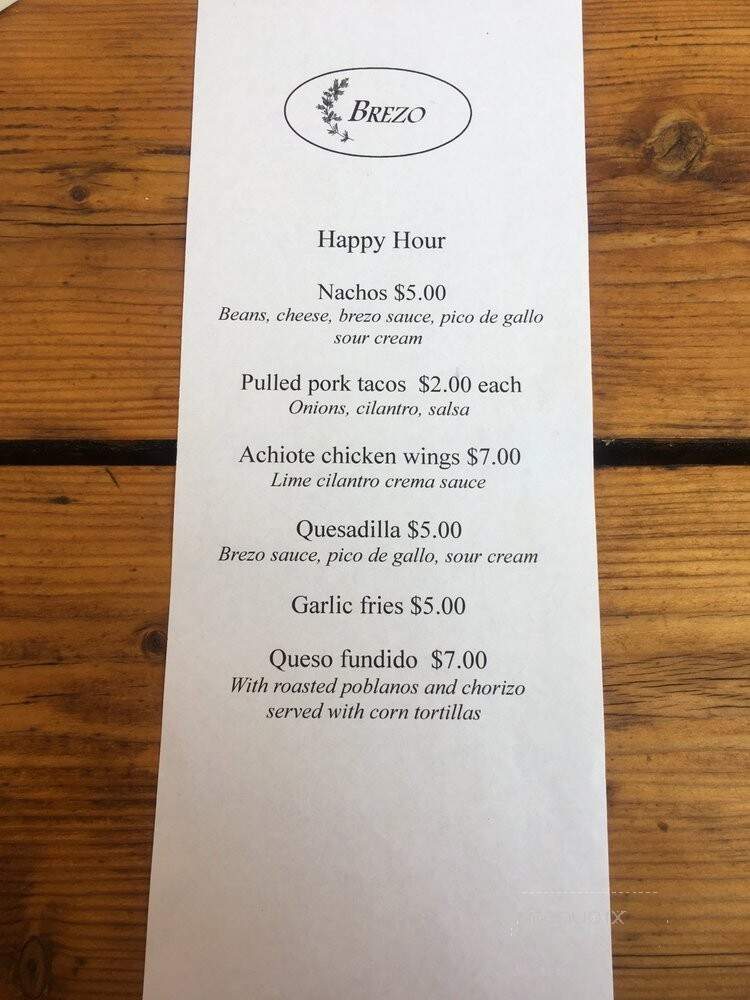 Brezo - Richmond, CA menu_pic