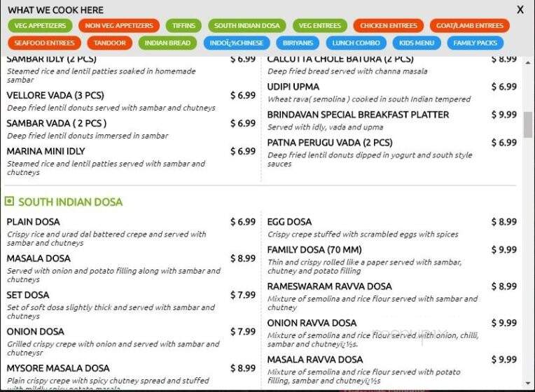 Brindavan - Milford, CT menu_pic