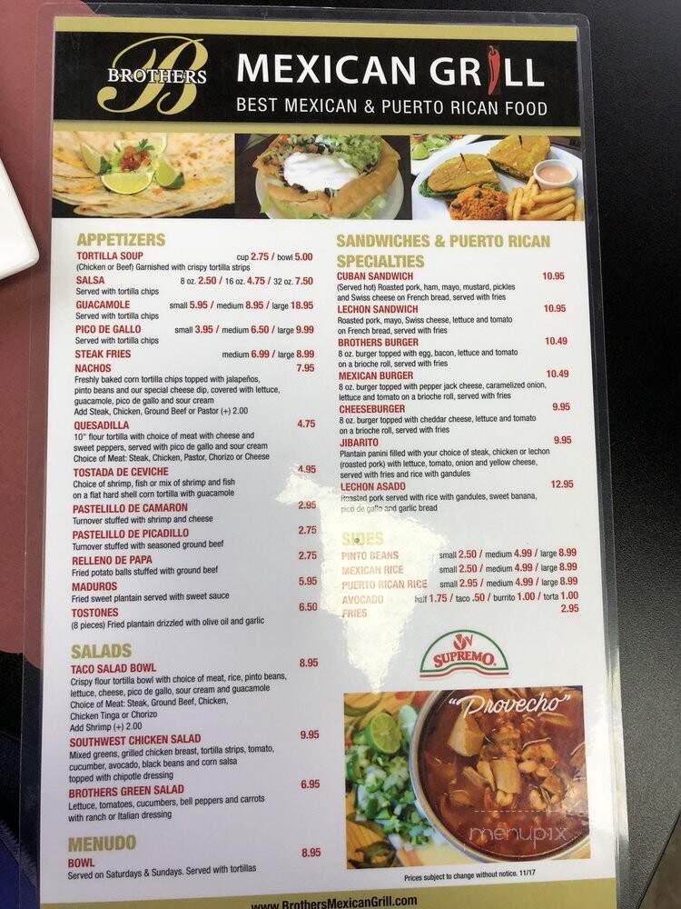 Brothers Mexican Grill - La Grange, IL menu_pic