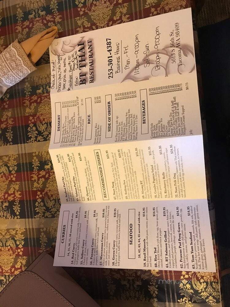 BT Thai - Tacoma, WA menu_pic