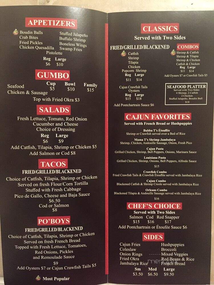 Bubba T's Cajun Kitchen - The Woodlands, TX menu_pic