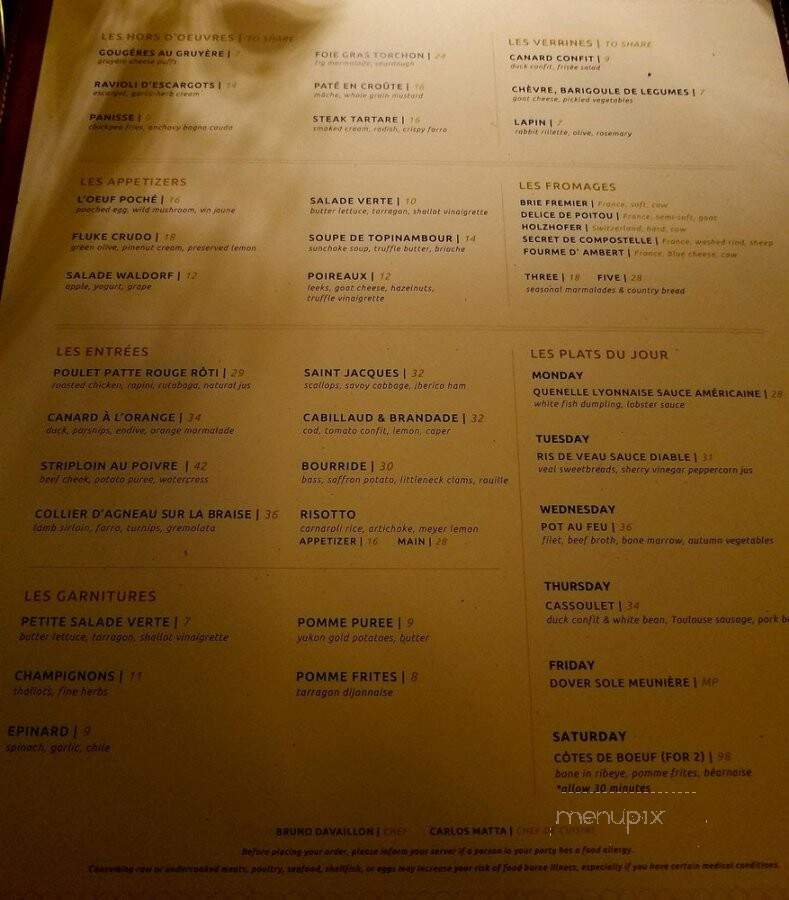 Bullion - Dallas, TX menu_pic