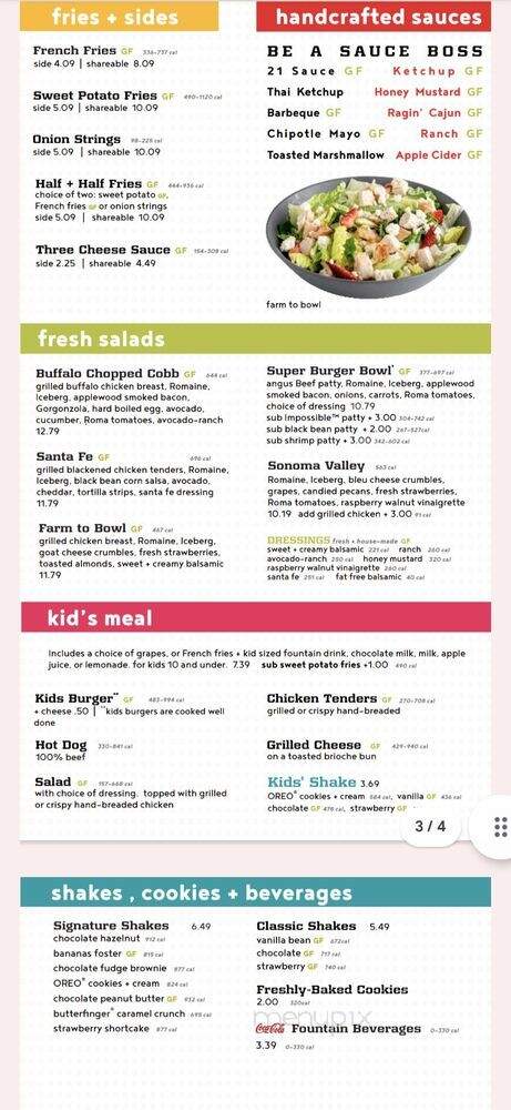 Burger 21 - Kennesaw, GA menu_pic