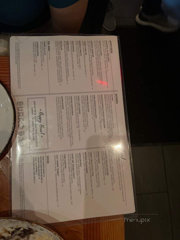 Burro Bar - Brookline, MA menu_pic