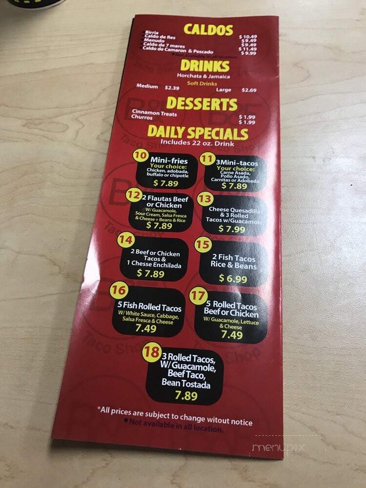 Burros & Fries - Escondido, CA menu_pic