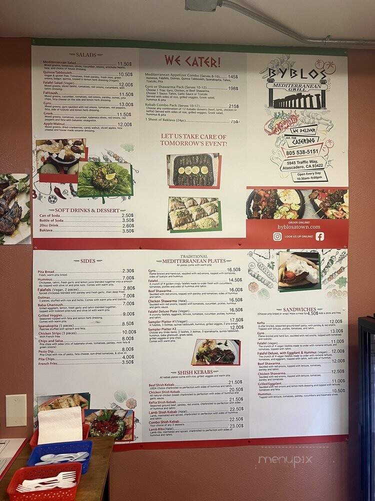 Byblos Mediterranean Grill - Atascadero, CA menu_pic