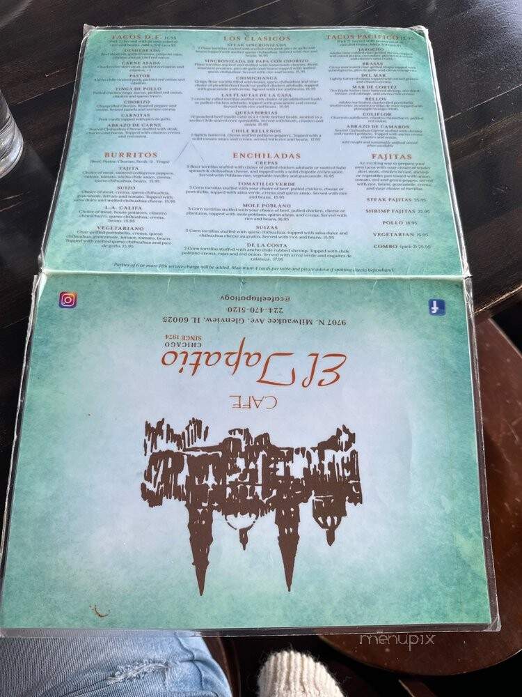 Cafe El Tapatio - Glenview, IL menu_pic