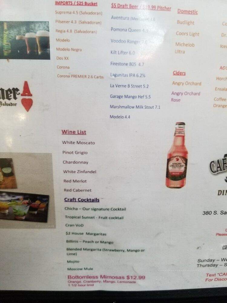 Cafe Las Pupusas Dining & Brews - San Dimas, CA menu_pic