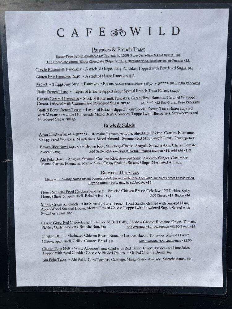 Cafe Wild - Manhattan Beach, CA menu_pic