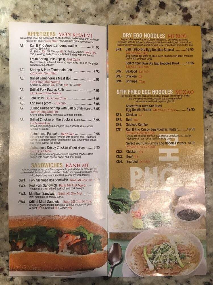 Call It Pho - Clarksville, TN menu_pic