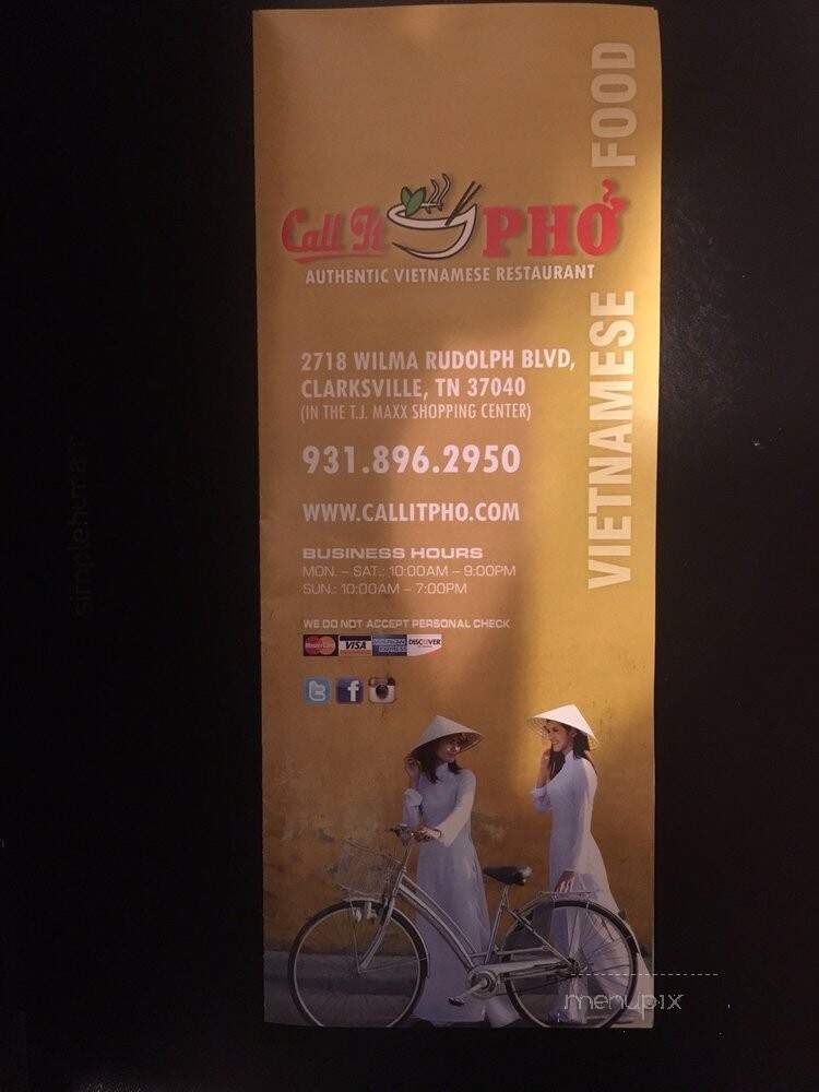 Call It Pho - Clarksville, TN menu_pic