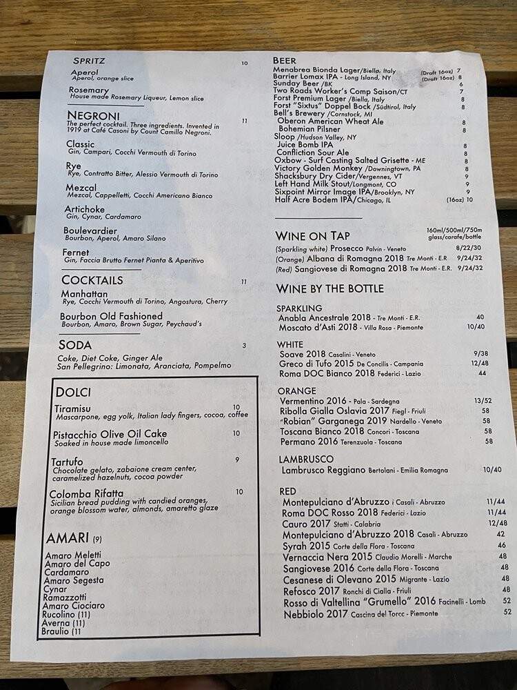 Camillo - Brooklyn, NY menu_pic