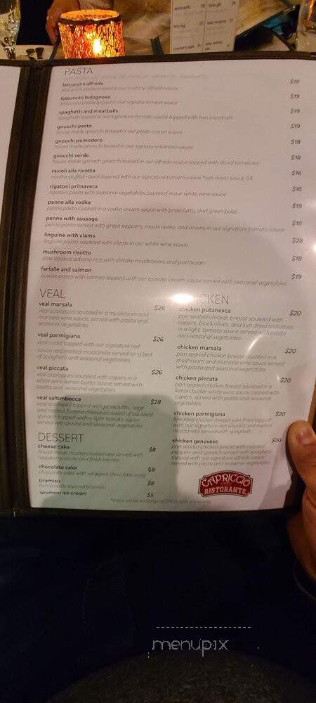 Capriccio Italian Restaurant - Rogers, AR menu_pic