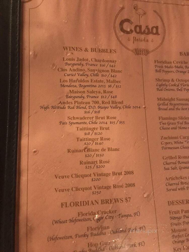 Casa Florida - Miami, FL menu_pic