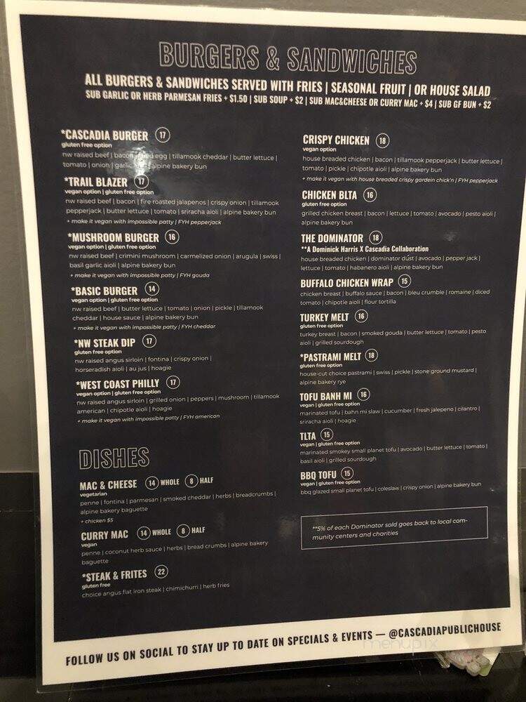 Cascadia Public House - Spokane, WA menu_pic
