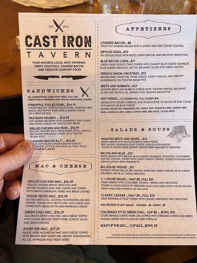 Cast Iron Tavern - Golden, CO menu_pic