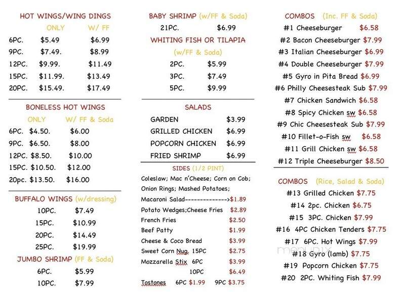 CFC Fried Chicken - New Bedford, MA menu_pic