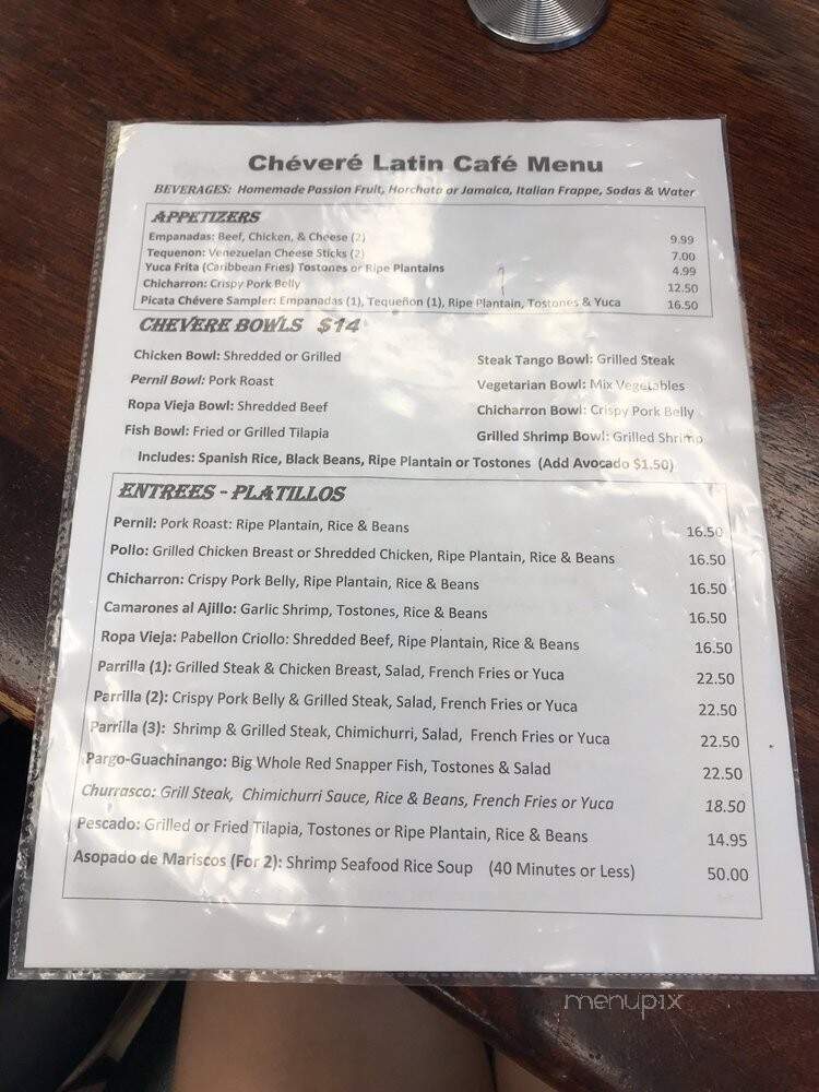 Chevere Latin Cafe - Joliet, IL menu_pic