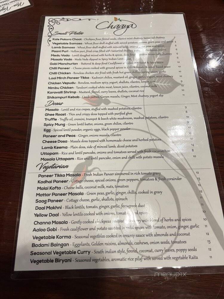 Chaaya - Beaverton, OR menu_pic