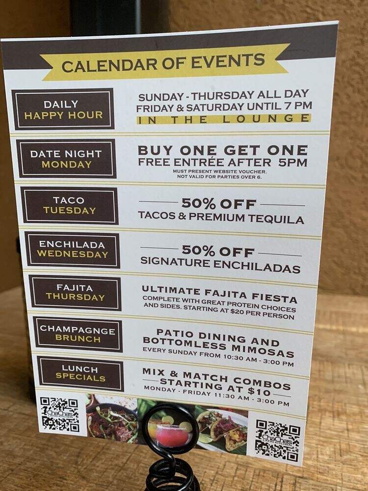 Cha Cha's Latin Kitchen - Irvine, CA menu_pic
