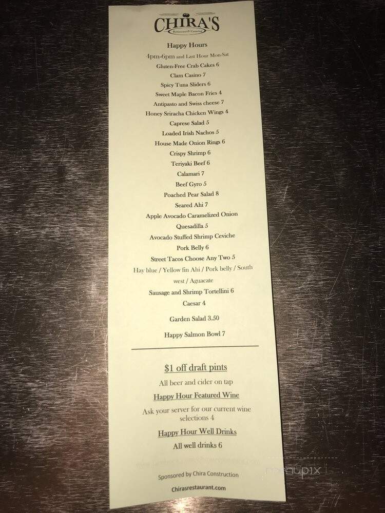 Chira's Restaurant & Catering - Salem, OR menu_pic