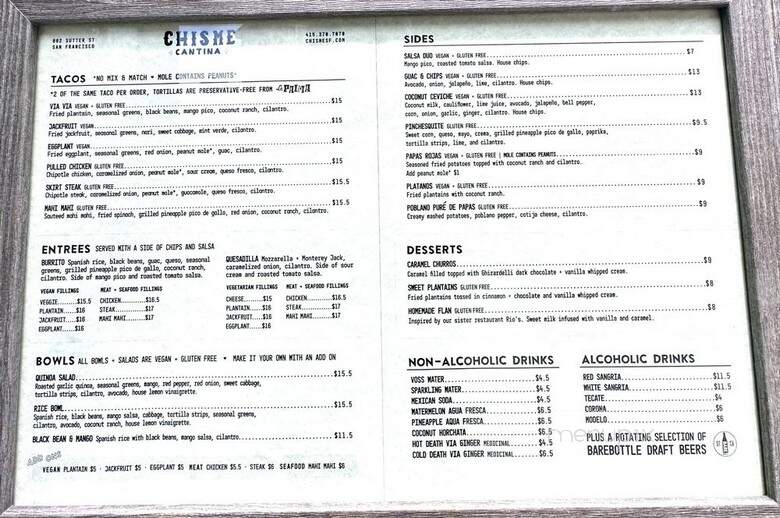 Chisme - San Francisco, CA menu_pic