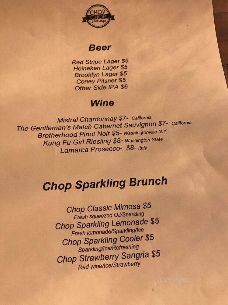 Chop Chop Grub Shop - Astoria, NY menu_pic
