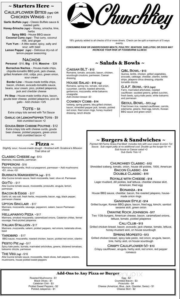 Churchkey - Modesto, CA menu_pic