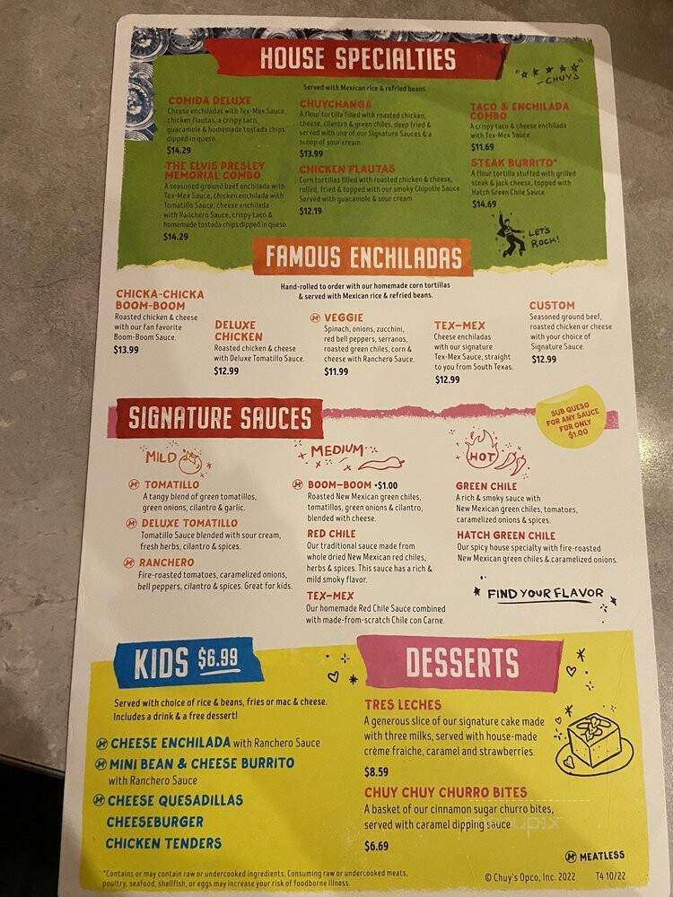 Chuy's - Westminster, CO menu_pic