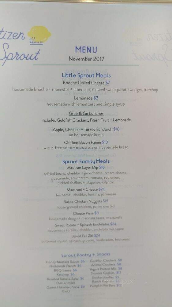 Citizen Sprout - Santa Monica, CA menu_pic