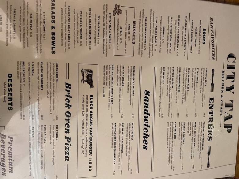 City Tap House Dupont - Washington, DC menu_pic
