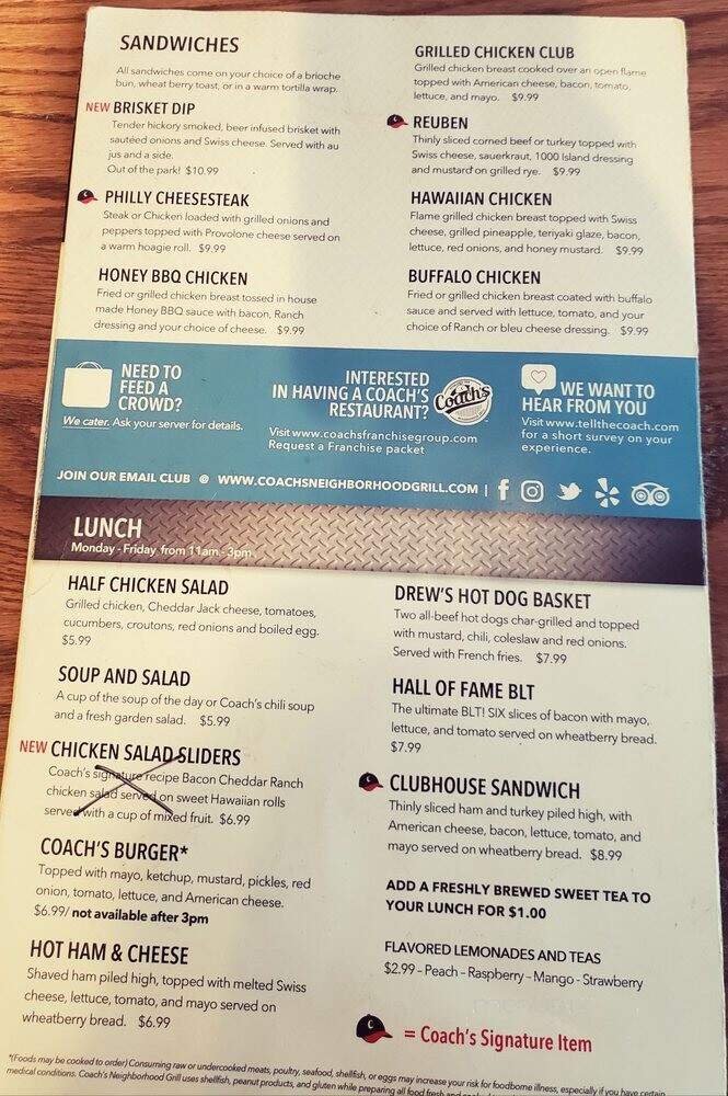 Coach's - Mount Airy, NC menu_pic