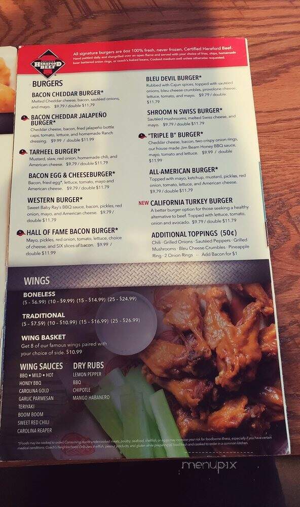 Coach's - Mount Airy, NC menu_pic
