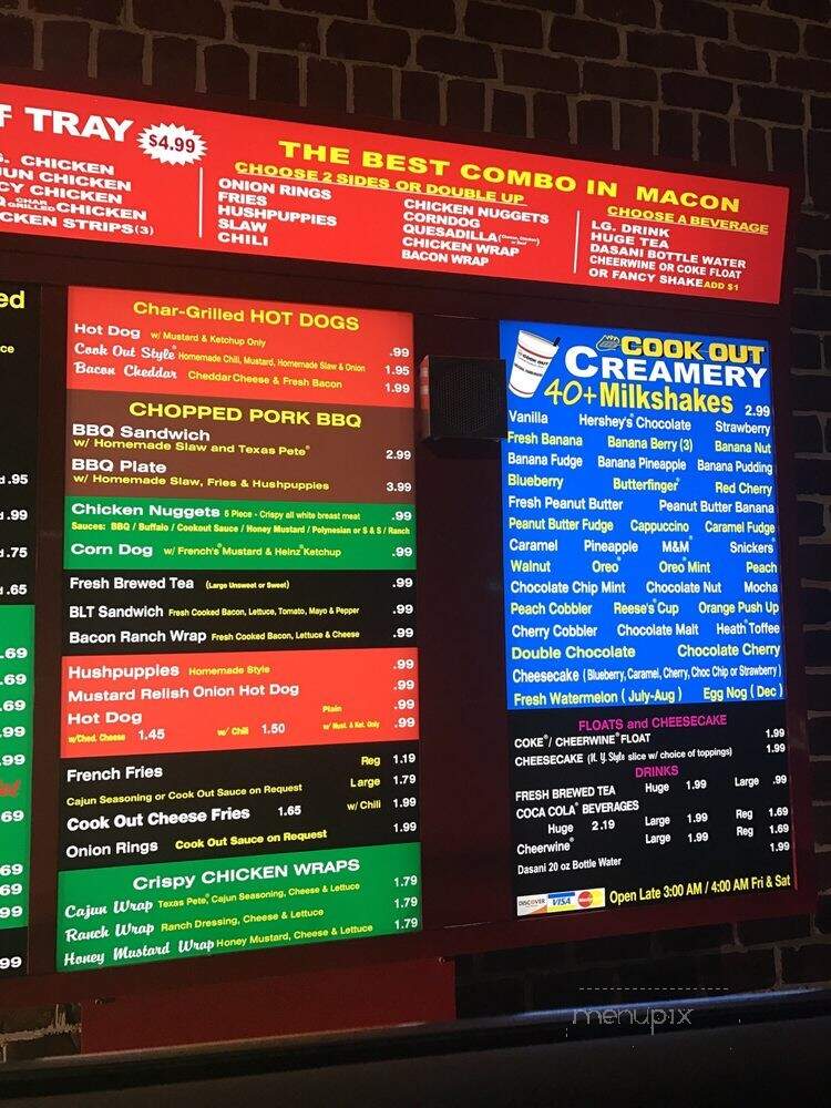 Cook Out - Macon, GA menu_pic