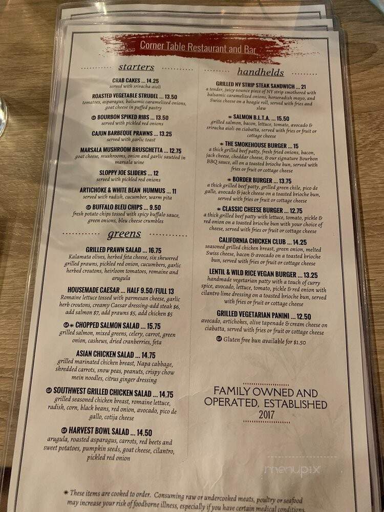 Corner Table - Sedona, AZ menu_pic