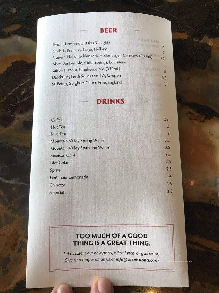 Cosa Buona - Los Angeles, CA menu_pic