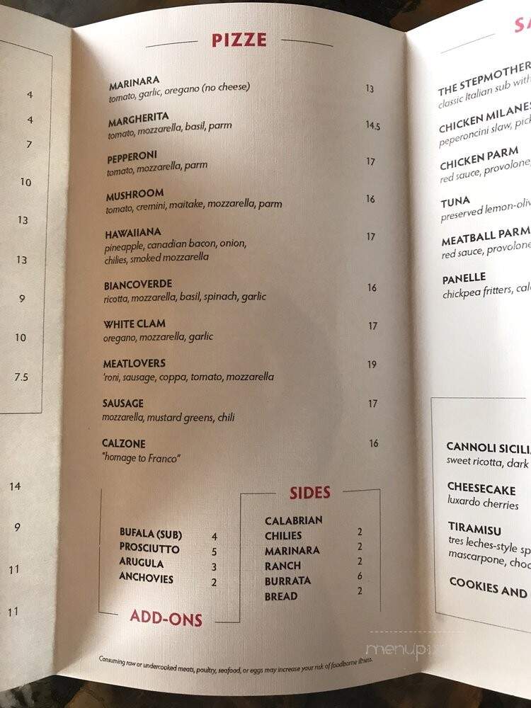 Cosa Buona - Los Angeles, CA menu_pic