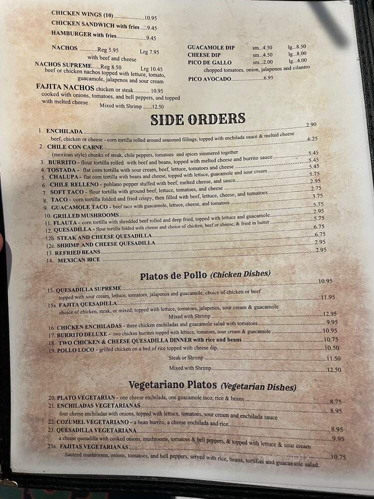 Cozumel Mexican Grill - Eclectic, AL menu_pic