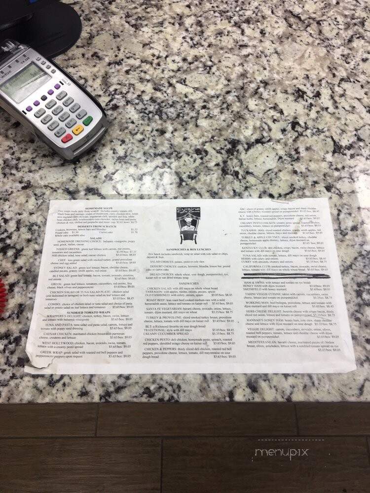 Cuisine A La Carte - Richmond, VA menu_pic